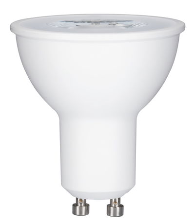 White LED reflector lamp with GU10 base made of plastic for energy-saving lighting