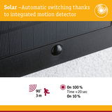 Black solar panel with integrated motion detector for automatic lighting control and energy saving