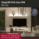 SimLED Full-Line COB LED-Lichtstreifen 3m mit Schutzabdeckung, ideal für indirekte Wohnzimmerbeleuchtung