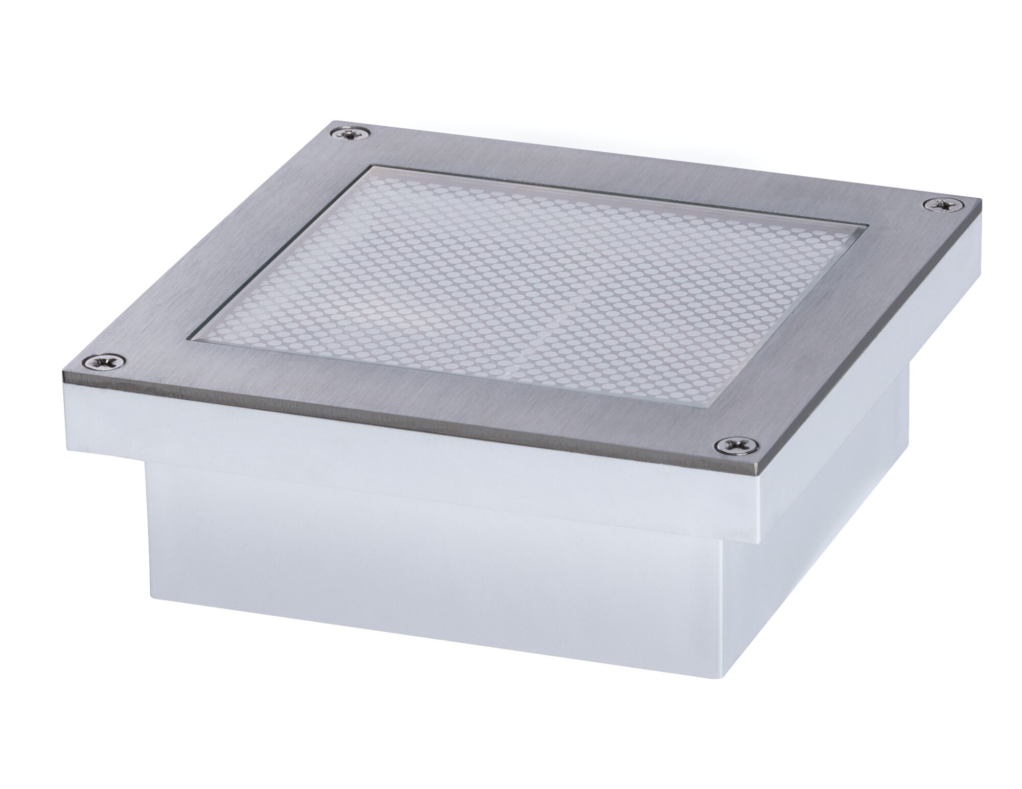 Square stainless steel LED recessed light with frosted diffuser for modern lighting solutions