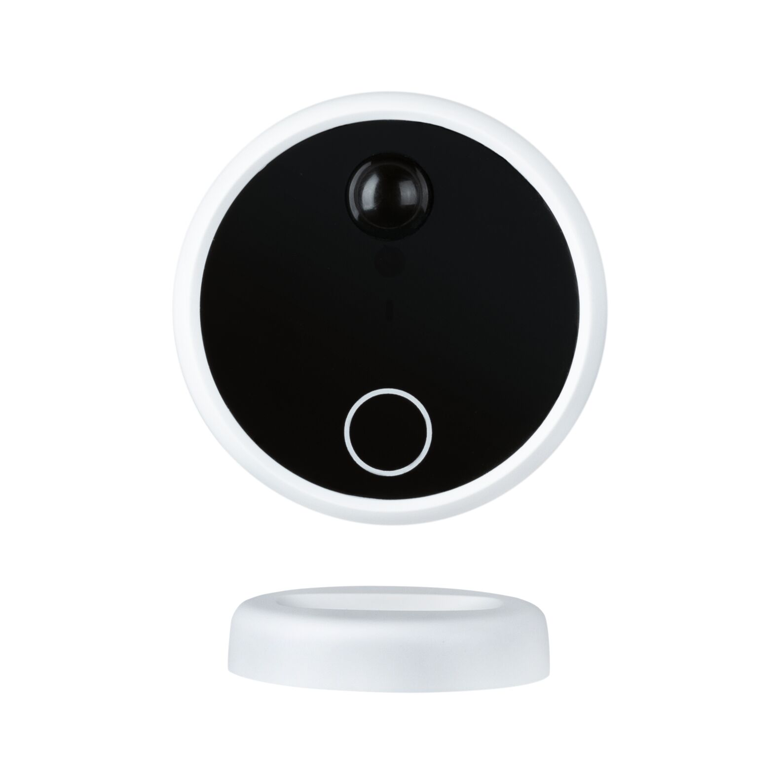 Round white motion sensor with black detection unit for smart lighting control