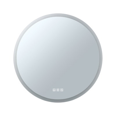 Miroir rond LED avec commandes tactiles et cadre gris pour éclairage de salle de bain moderne