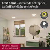 Moderne badkamer met Atria Shine plafondlampen in neutraal wit licht en backlight-technologie