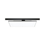 Schwarze LED-Deckenleuchte mit quadratischem, transparentem Diffusor für moderne Raumbeleuchtung