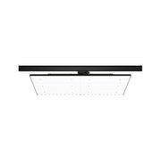 Schwarze LED-Deckenleuchte mit quadratischem, transparentem Diffusor für moderne Raumbeleuchtung