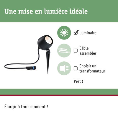 Projecteur LED de jardin noir avec piquet et câble pour éclairage extérieur et décoration de jardin