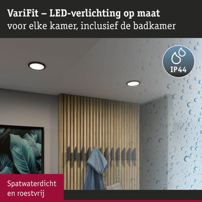 Spatwaterdichte IP44 LED-plafondlampen voor badkamer, modern design met houten paneelwand en kapstokken