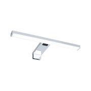 Moderne LED-Spiegelleuchte aus Chrom mit schmaler Lichtleiste und Touch-Schalter für Badbeleuchtung