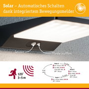 Schwarze Solar-Außenleuchte mit integriertem Bewegungsmelder und automatischem Schalten, 120° Erfassungswinkel