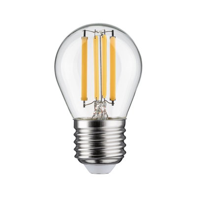 Klassische LED-Glühbirne mit transparentem Glas und E27-Fassung für energiesparende Beleuchtung