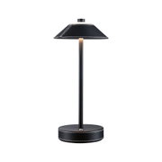 Schwarze Tischleuchte mit Lederbezug und weißer Naht, moderner LED-Lampen-Stil für Wohnräume.