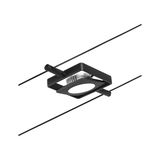 Spot LED noir sur câble avec cadre carré et lumière blanche pour éclairage intérieur moderne