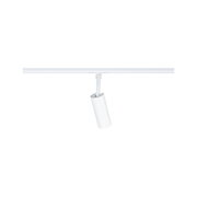 White metal LED spotlight on track system for adjustable indoor lighting solutions