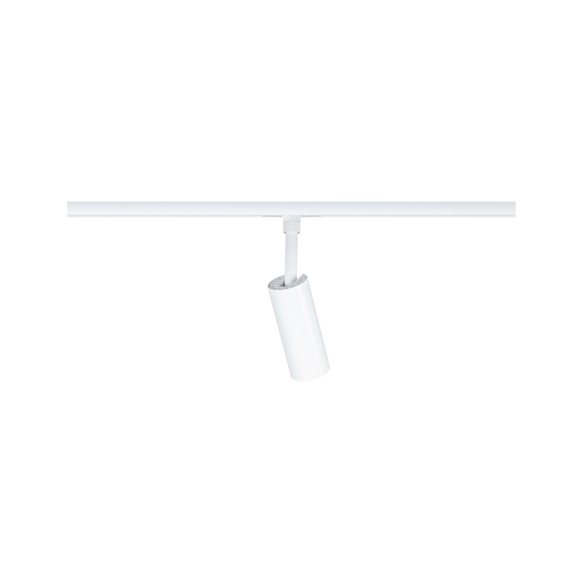 White metal LED spotlight on track system for adjustable indoor lighting solutions