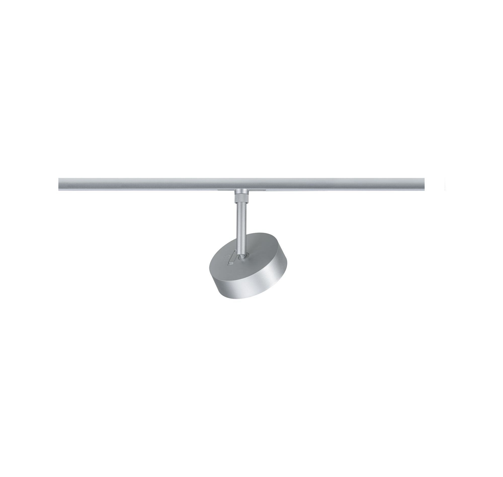 Silver metal LED spotlight on track system for adjustable indoor lighting solutions
