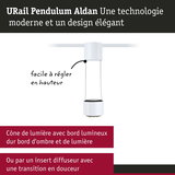Suspension URail Pendulum Aldan blanche avec hauteur réglable et cône lumineux pour intérieur moderne