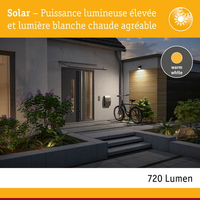 Éclairage extérieur blanc chaud 720 lumens pour façade de maison et chemin de jardin au crépuscule