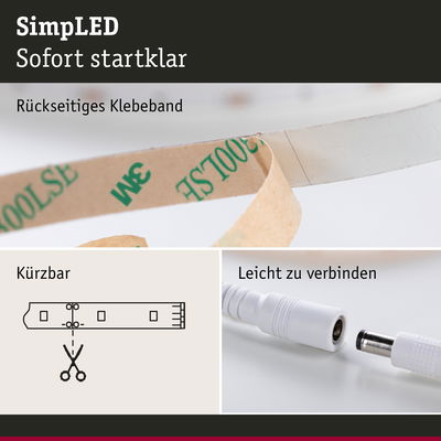 LED-Lichtband mit rückseitigem Klebeband, einfach zu verbinden und kürzbar für flexible Beleuchtungslösungen