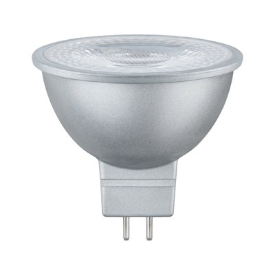 Silver LED lamp with GU5.3 base made of aluminum for energy-efficient lighting