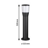 Black outdoor metal lamp with clear plastic shade, 500 mm height, modern garden lighting fixture