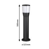 Zwarte buitenlamp van metaal met doorzichtige kunststof kap, 500 mm hoog, moderne tuinverlichting