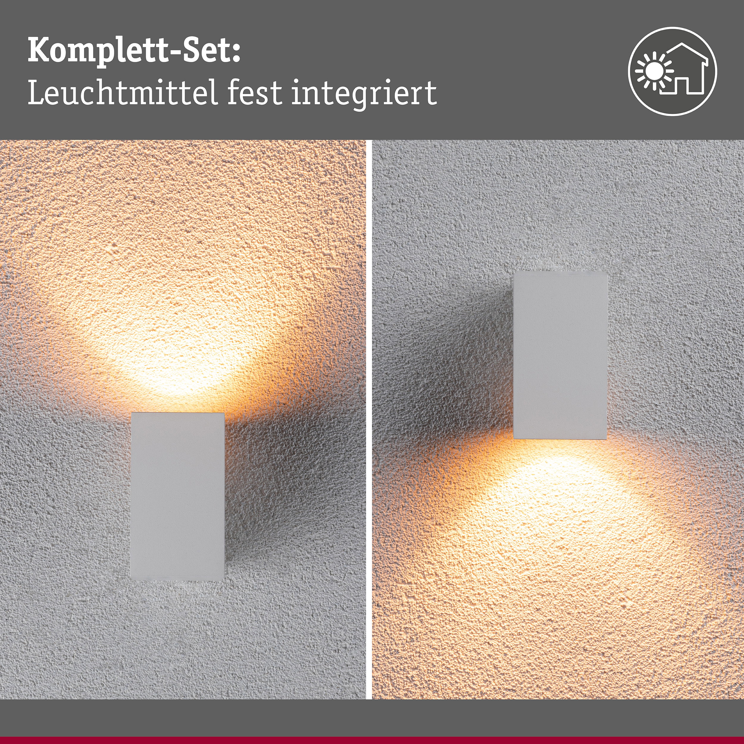 LED Wandleuchte Flame insektenfreundlich IP44 eckig 58x103mm 2200K 4W 265lm 230V 75° Weiß Metall