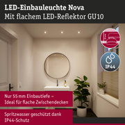 LED-Einbauleuchte Nova mit flachem LED-Reflektor GU10 in modernem Badezimmer mit IP44-Schutz