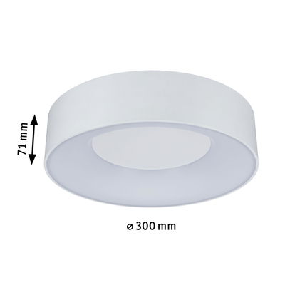 Ronde witte kunststof plafondlamp met 300 mm diameter en 71 mm hoogte voor woonruimtes