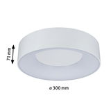 Round white plastic ceiling light with 300 mm diameter and 71 mm height for living spaces