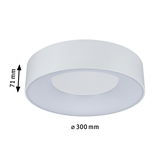 Round white plastic ceiling light with 300 mm diameter and 71 mm height for living spaces