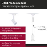 Spot plafond URail Pendulum Runa blanc avec câble ajustable pour applications d'éclairage variées