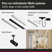 Modulair URail-systeem met aluminium rails in zwart en wit voor flexibele LED-verlichting