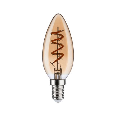 Ampoule LED vintage en forme de bougie avec filament en spirale et verre ambré pour éclairage décoratif