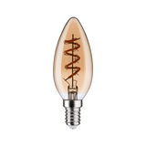 Vintage LED-Leuchtmittel in Kerzenform mit Spiralfaden und bernsteinfarbenem Glas für dekorative Beleuchtung