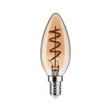 Vintage candle-shaped LED bulb with spiral filament and amber glass for decorative lighting