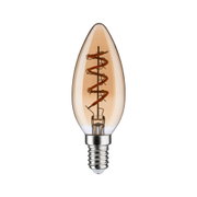 Vintage candle-shaped LED bulb with spiral filament and amber glass for decorative lighting