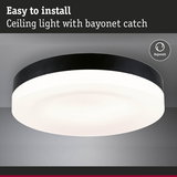 Ceiling light with black rim and white diffuser, easy to install with bayonet catch