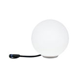 White glass globe lamp with black cable connector for modern LED lighting solutions