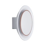 Round white LED wall recessed light with copper-colored edge for modern indoor lighting