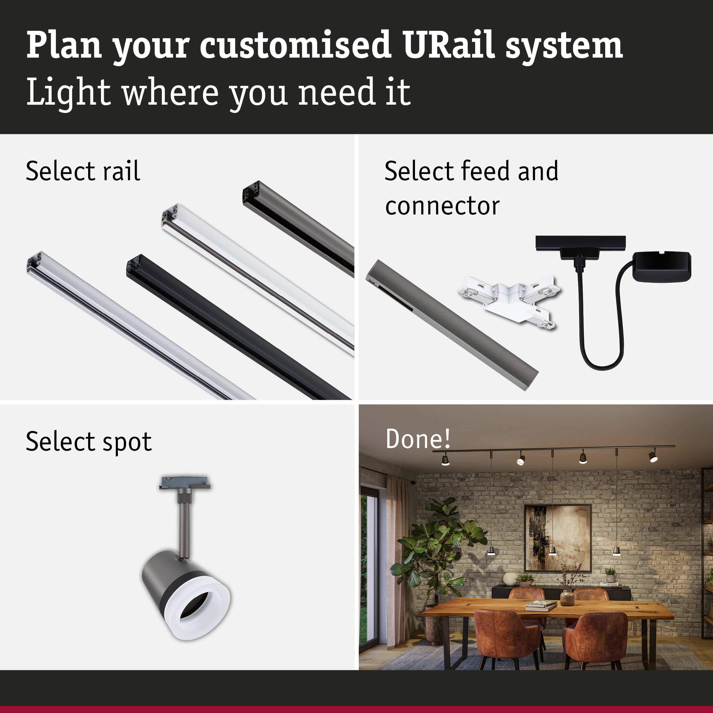 URail Rail spot Cone GU10 max. 10W dimmable 230V Titanium