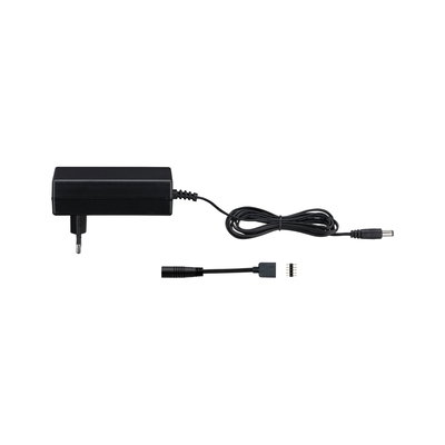 Schwarzes Netzteil mit Kabel und Steckern für LED-Beleuchtung, elektrisches Zubehör für Innenräume