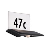 Black LED house number light with white panel and motion sensor for outdoor use