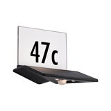 Black LED house number light with white panel and motion sensor for outdoor use