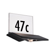 Black LED house number light with white acrylic panel and motion sensor for outdoor use