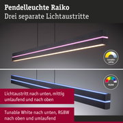 Pendelleuchte Raiko in Schwarz mit drei Lichtstreifen in RGBW und Tunable White für moderne Beleuchtung
