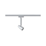Spot LED moderne en métal argenté sur rail pour un éclairage flexible