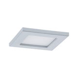 Square LED recessed spotlight in silver aluminum with white diffuser for modern lighting solutions