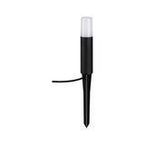 Black LED garden light with white diffuser and plastic ground spike for outdoor lighting