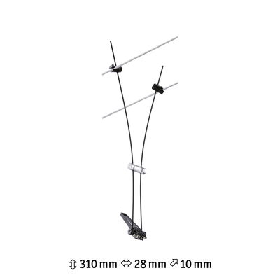 Black cable wire with mount and transparent cylinder, dimensions 310x28x10 mm, lighting component