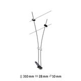 Schwarzes Kabelseil mit Halterung und transparentem Zylinder, Maße 310x28x10 mm, Beleuchtungskomponente